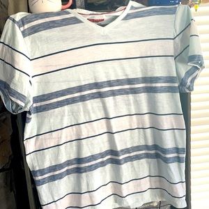 Alfa I men’s X-large T-shirt. Colors aqua, blue & white. No flaws. EUC